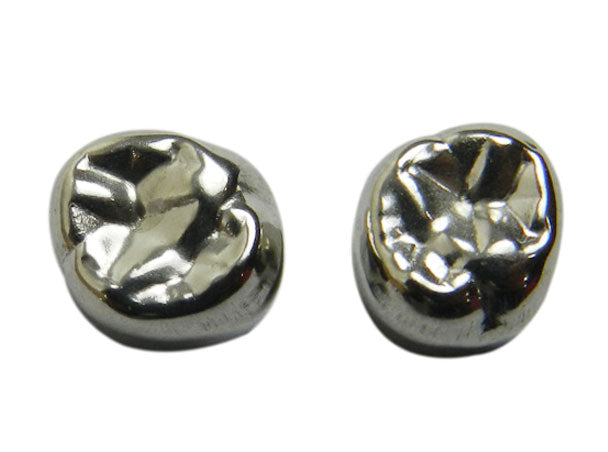 LD Dental Disposables stainless steel crown for adult and pediatric teeth, shown in an upper right molar position.