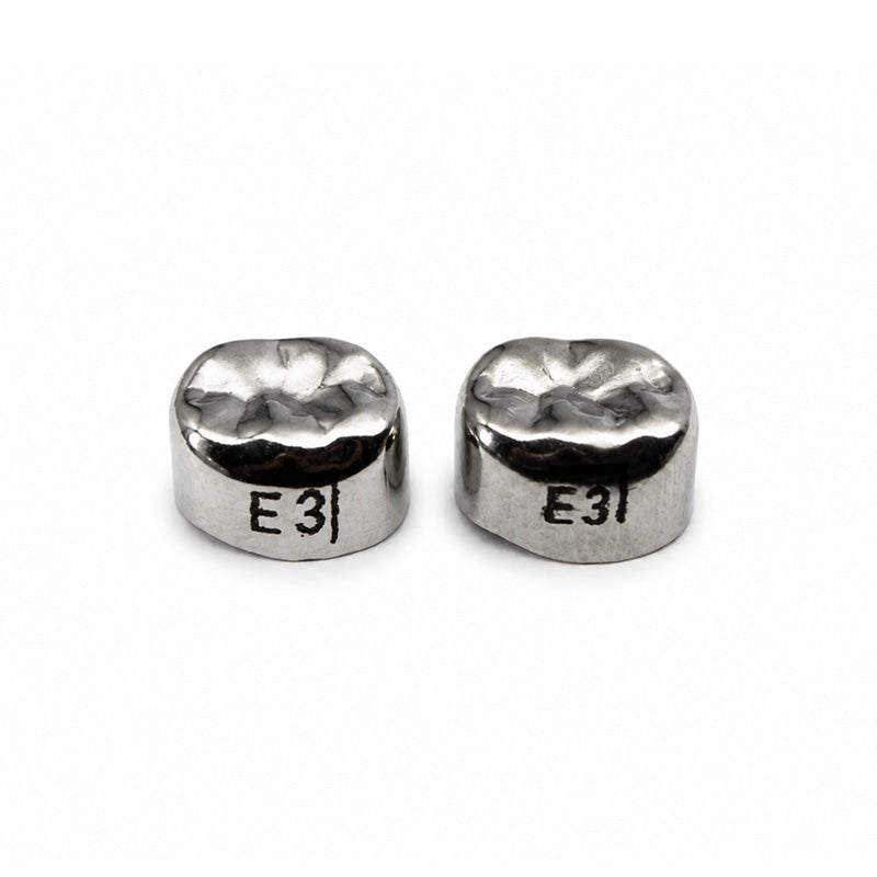 LD Dental Disposables stainless steel crown for adult and pediatric teeth, shown as an upper right dental crown.