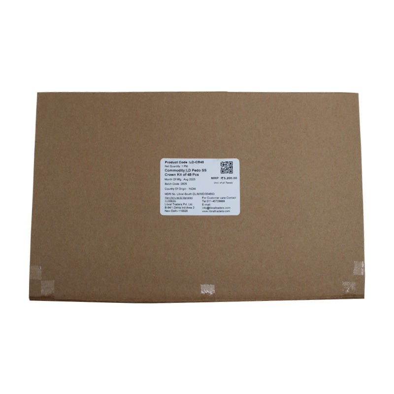 LD Dental Disposables Pedo SS Crown Starter Kit for adults, including dental crown components and tools in a compact kit.