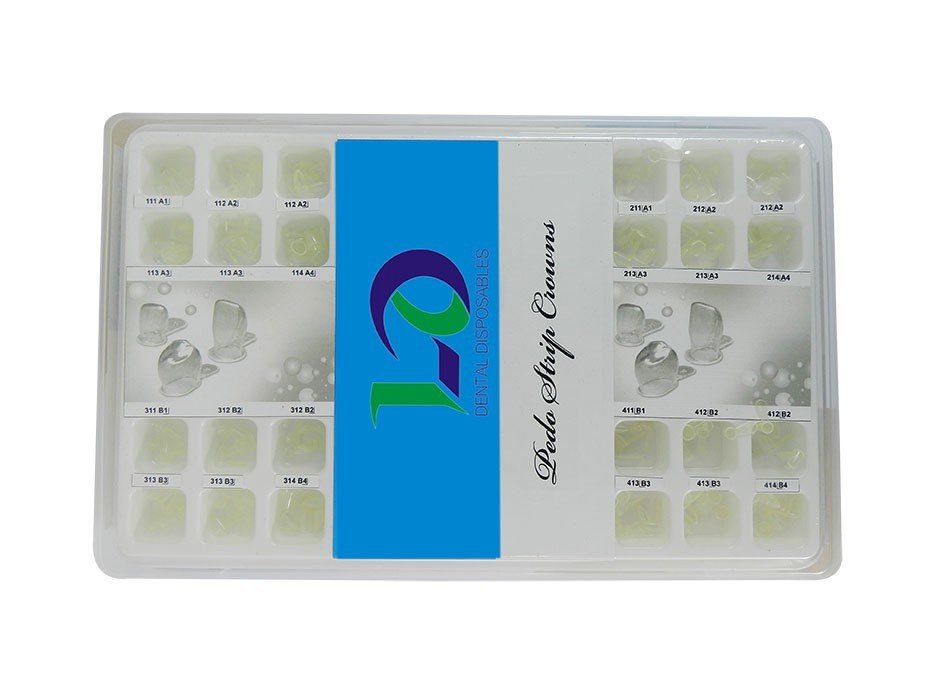 LD Pedo Strip Crown Kit for adult and pediatric dental crowns, featuring disposable crowns and tools from LD Dental Disposables.