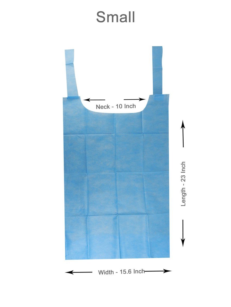 LD Dental disposable non-woven bibs with ties, shown as patient bibs in a PPE kit for dental or medical procedures.