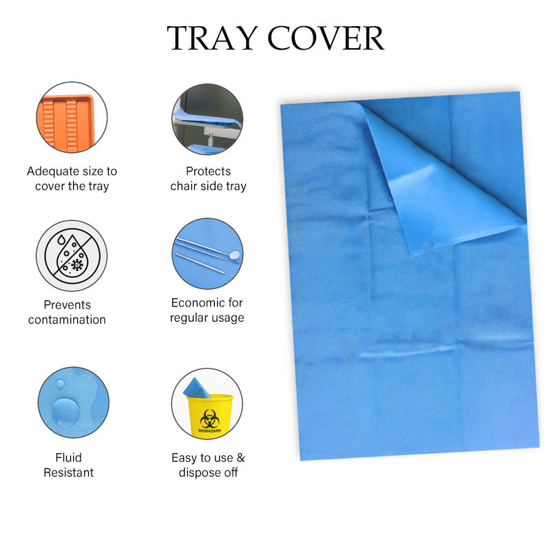 LD Dental Disposable Tray Covers SMMS 13x18 inches, pack of 100, showing sterile, white tray covers used in dental PPE and patient care.