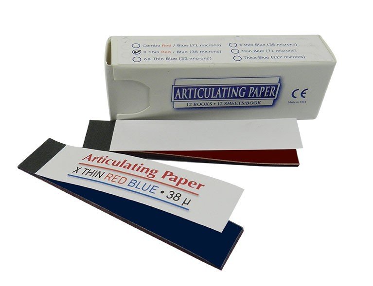 LD Articulating Paper for dental exams, showing a thin, flexible articulating paper sheet used for bite analysis.