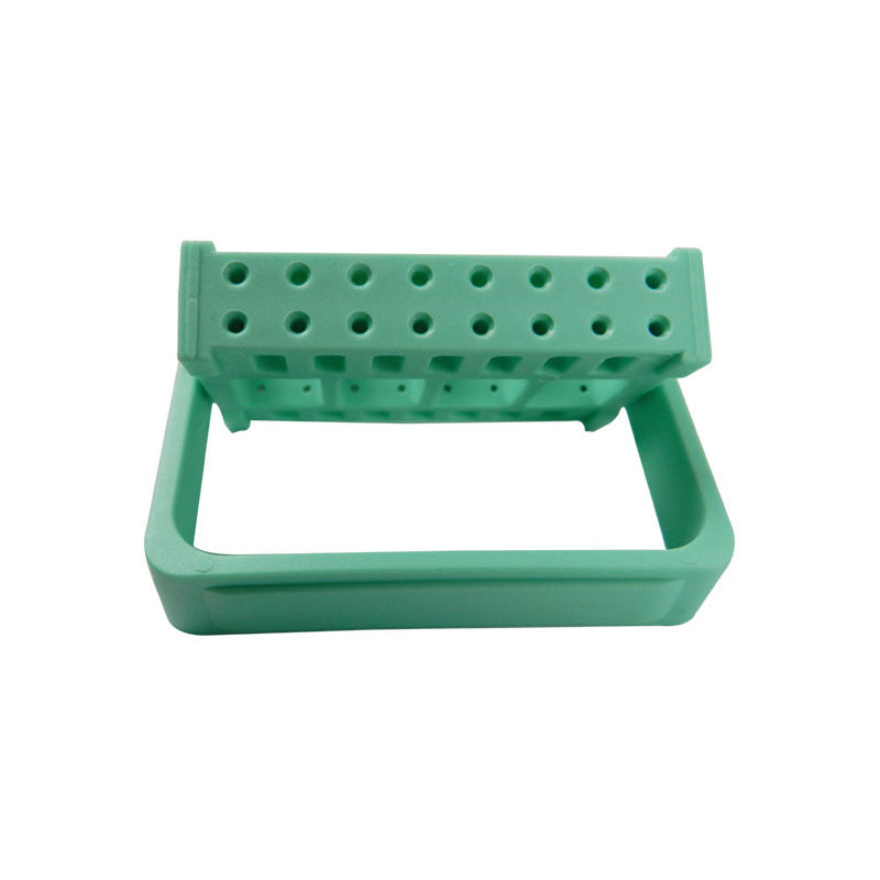LD Endo Block 16 Holes for Burs, dental bur accessory, gray plastic holder with 16 slots for endodontic burs.