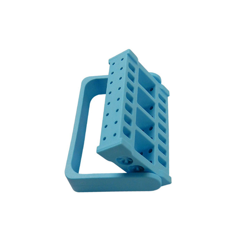 LD Dental Disposables LD Endo Block with 16 holes for burs, used as a dental bur accessory in endodontic procedures.