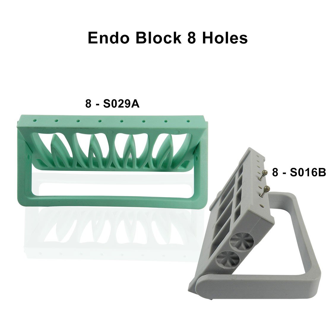 LD Endo Block with 8 holes for burs, dental bur accessory by LD Dental Disposables, used in endodontic procedures.