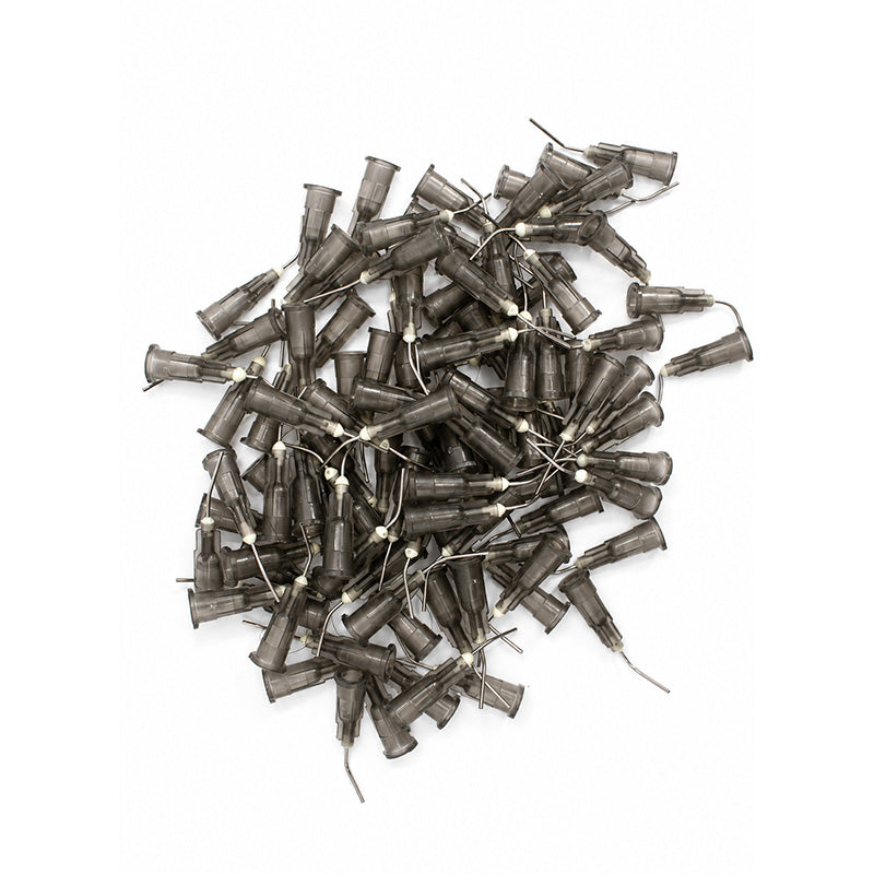 Set of 100 LD Pre-Bent Dispensing Tips for dental composites, designed for precise application in dental procedures.