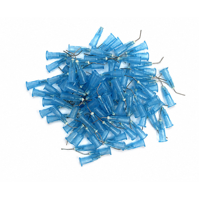 LD Dental Disposables LD Pre-Bent Dispensing Tips for composites, 18-g, in a 100-pack, designed for precise dental applications.