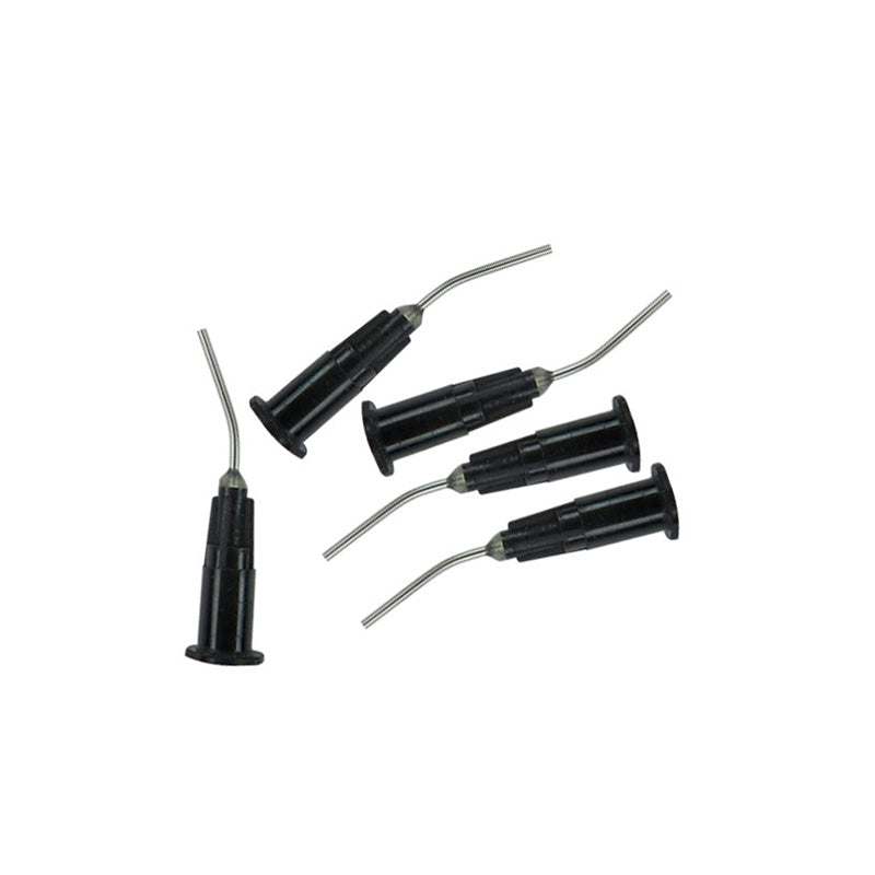 Set of LD Pre-Bent Dispensing Tips for composites, dental disposable tips in a pack of 100, suitable for precise dental applications.