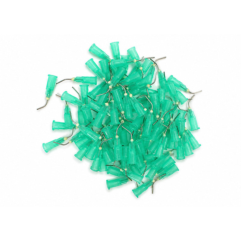 LD Pre-Bent Dispensing Tips for composites, dental disposable tips in a pack of 100, designed for precise composite application.
