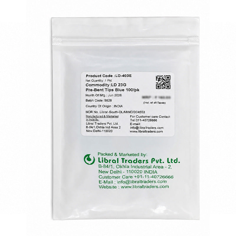 Set of 100 LD Pre-Bent Dispensing Tips for composites, designed for precise application in dental procedures.