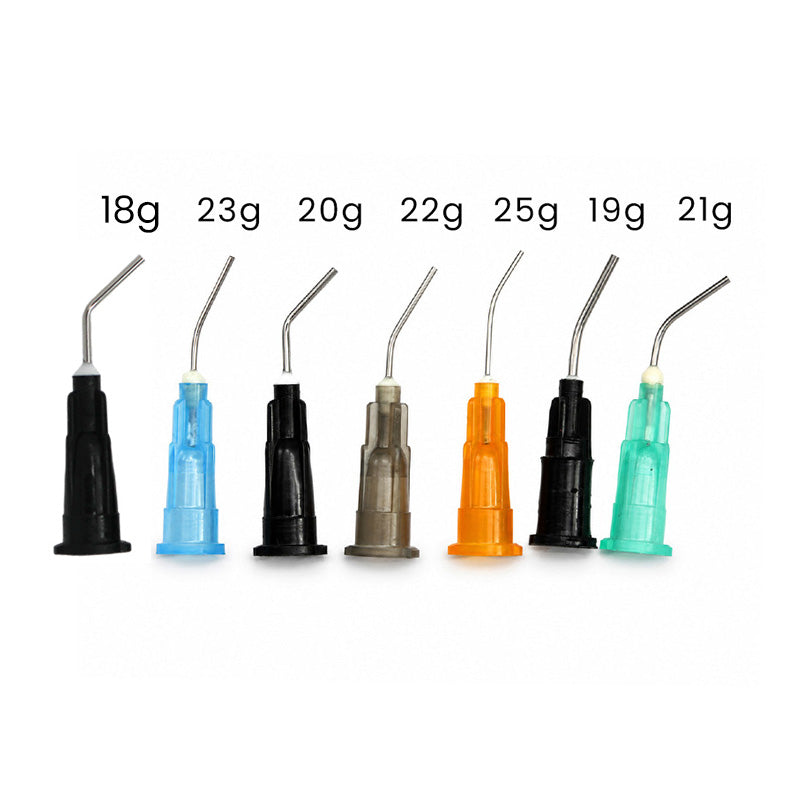 LD Dental Disposables LD Pre-Bent Dispensing Tips for Composites, 18G, pack of 100, used for precise dental resin application