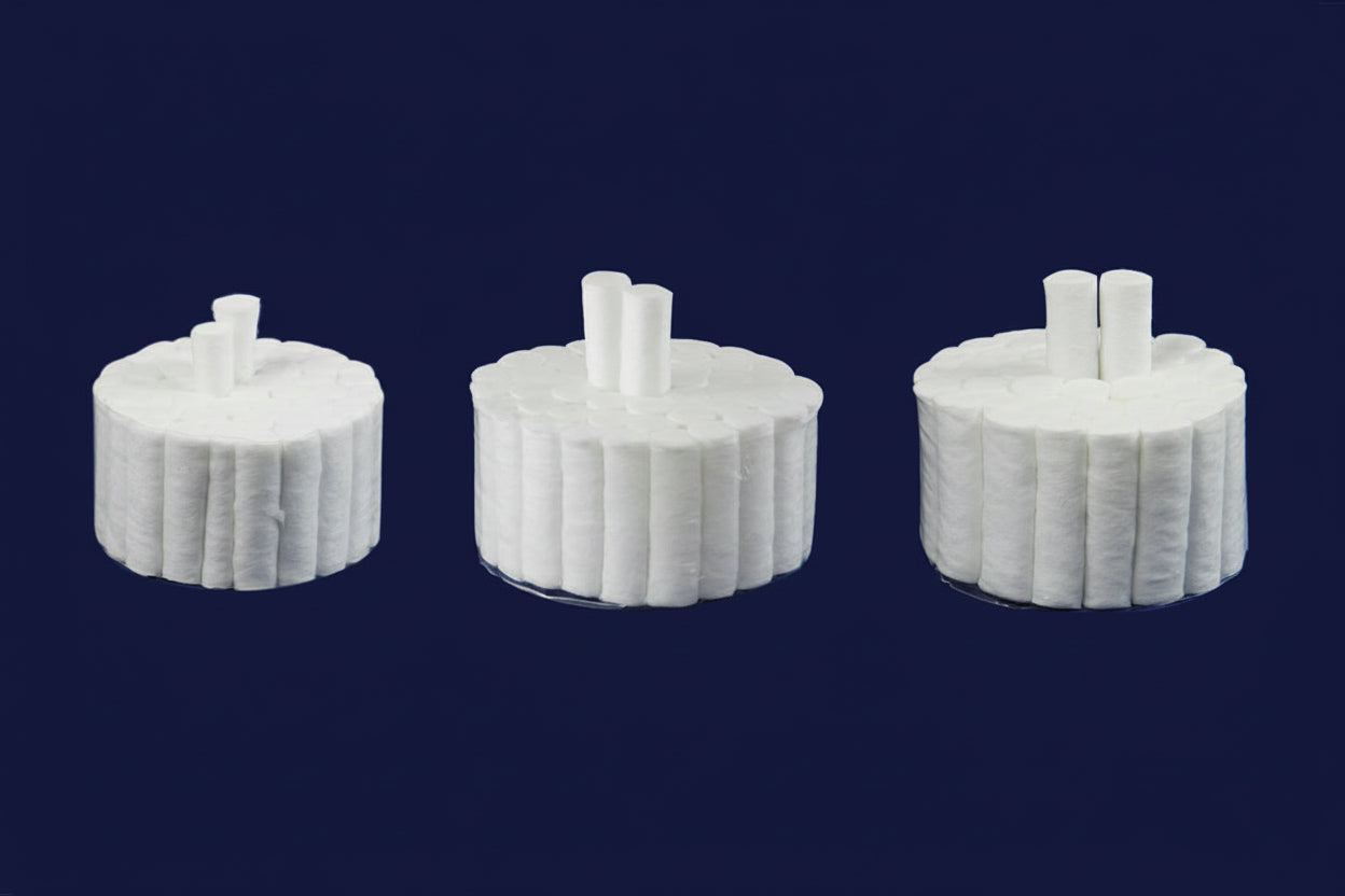 LD Disposable Cotton Rolls in a cotton dispenser, 1000-pack, dental disposable product for dental and medical use.