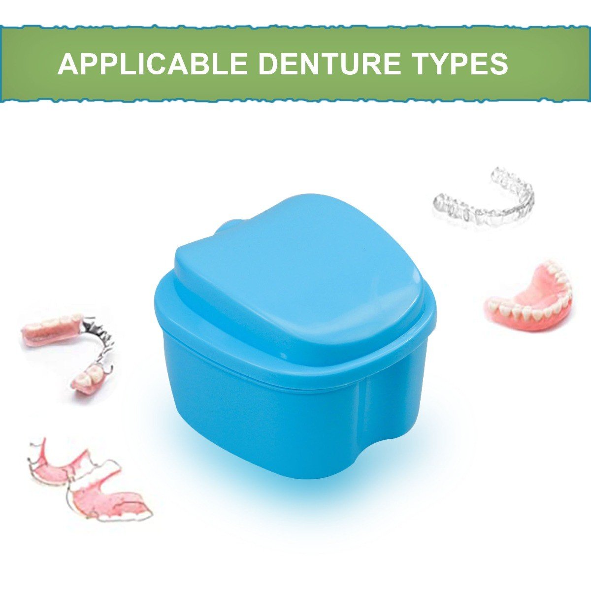 Assorted LD Denture & Retainer Boxes from Dental Disposables in a 10-pack, designed for storing dental appliances securely.