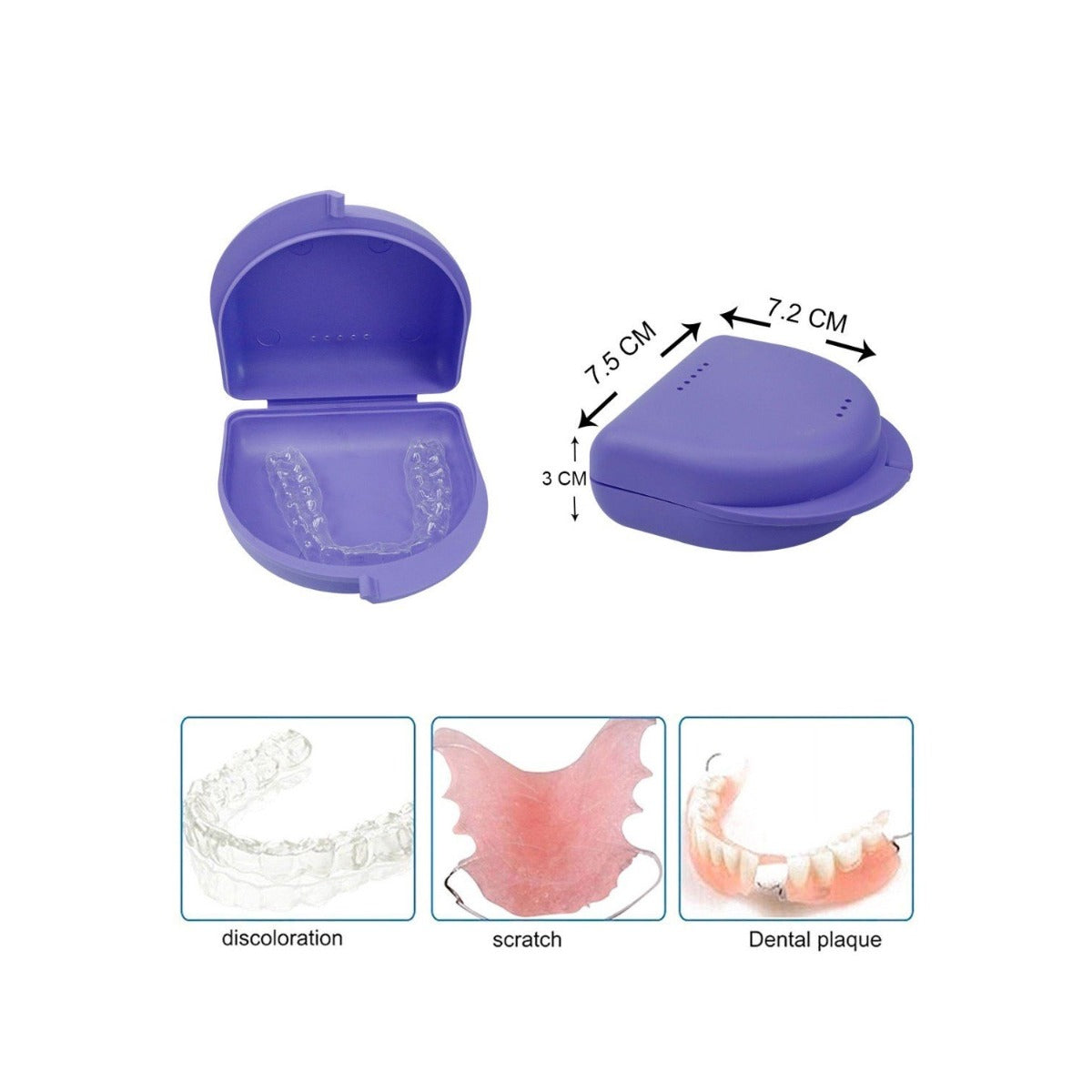 Assorted LD Dental Disposables medium denture and retainer boxes, compact storage for dental appliances in a 10-pack.
