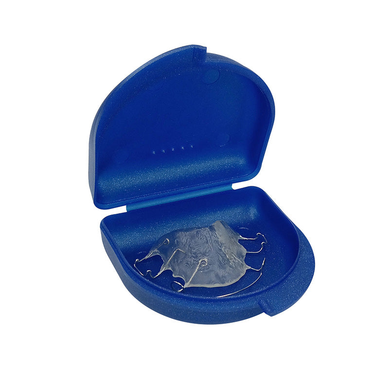Assorted LD Dental Disposables medium denture and retainer boxes, compact storage containers for dental appliances.
