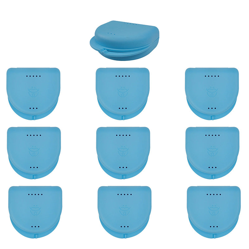 Assorted medium LD Dental Disposables denture and retainer boxes, compact storage for dental appliances, set of 10.