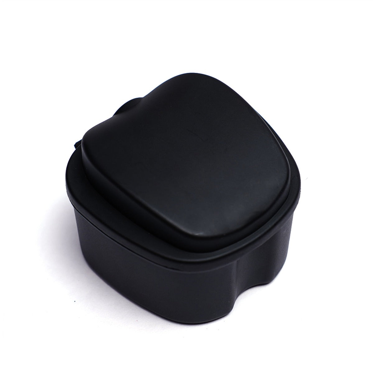 Black LD Denture Box with inner tray for storing dentures and retainers, designed by LD Dental Disposables.