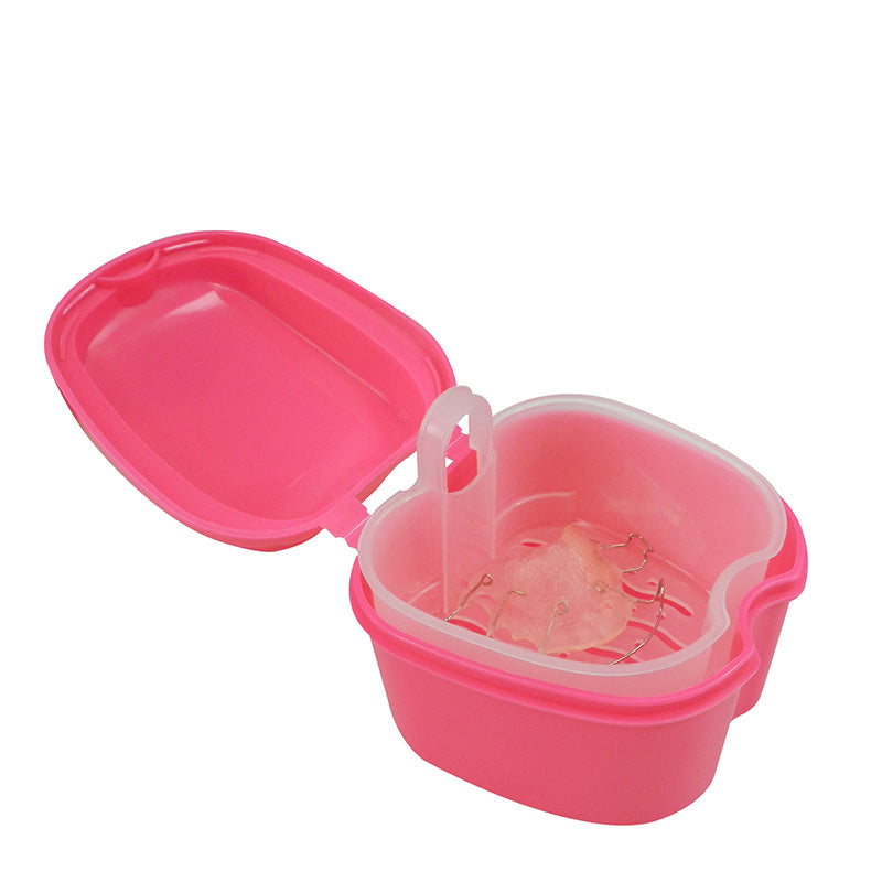 LD Denture Boxes with inner tray for secure storage of dentures and retainers, featuring a durable plastic container.