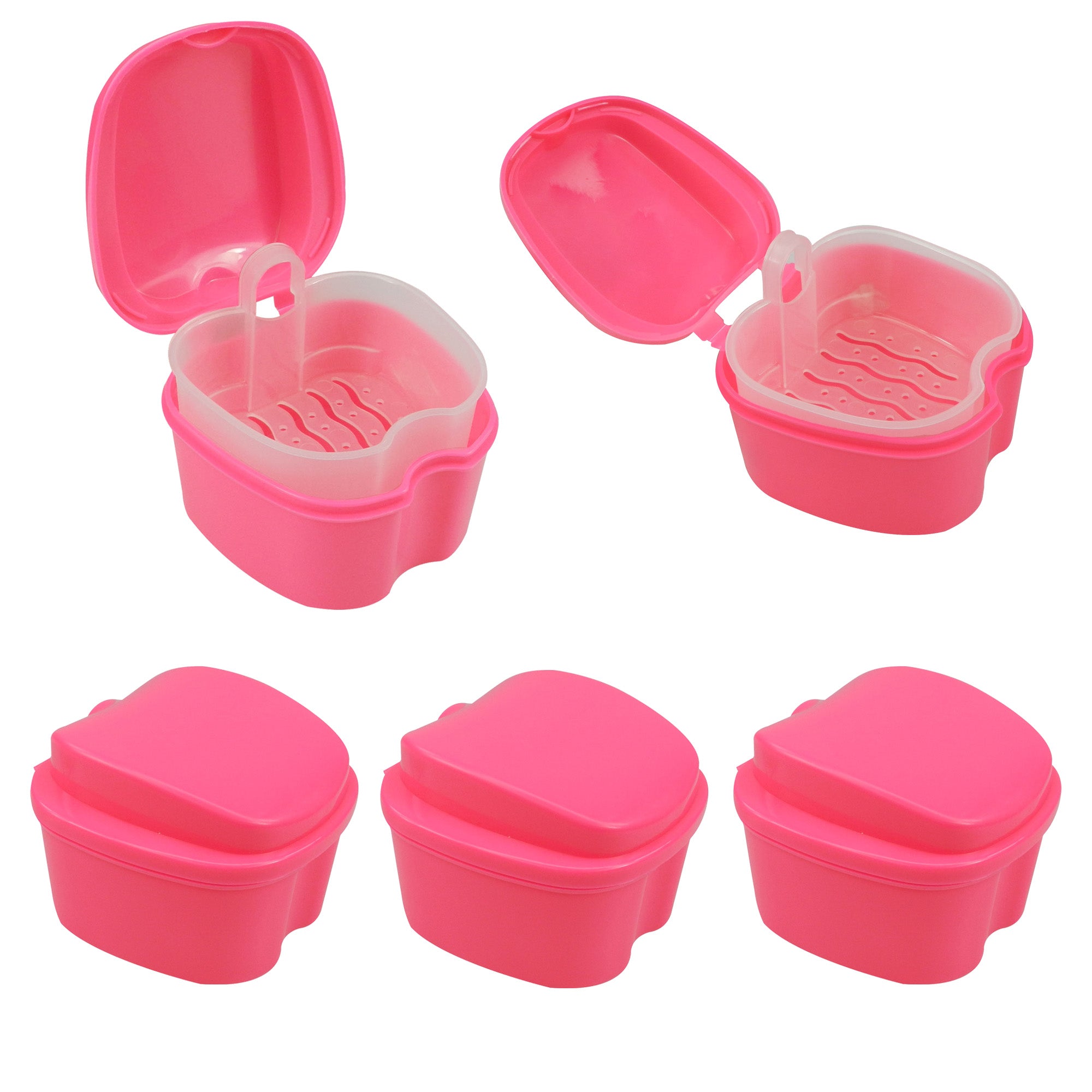 Pack of 5 LD Denture and Retainer Boxes with inner trays for secure storage and easy handling.