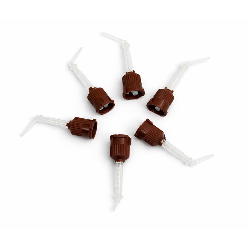 LD Brown Core Mixing Tips with White Tips for Dental Dispensing Guns, designed for precise mixing and application.