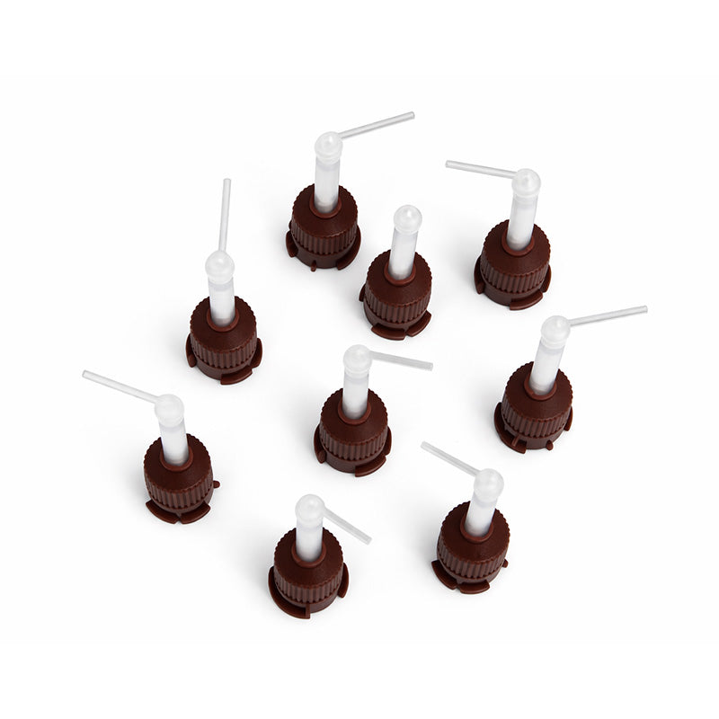 LD Brown Core Mixing Tips with White Tips for dental dispensing guns, used for precise mixing and application.