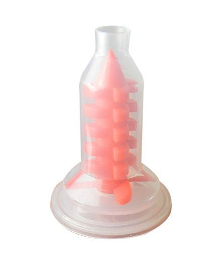 LD Dental Disposables Penta Red 1:4 mixing tips for dispensing guns, shown in a pack of 50 with bright red color.