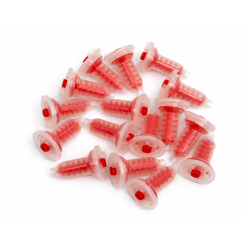 LD Dental Disposables Penta Red 1:4 mixing tips for dispensing guns, shown in a pack of 50.