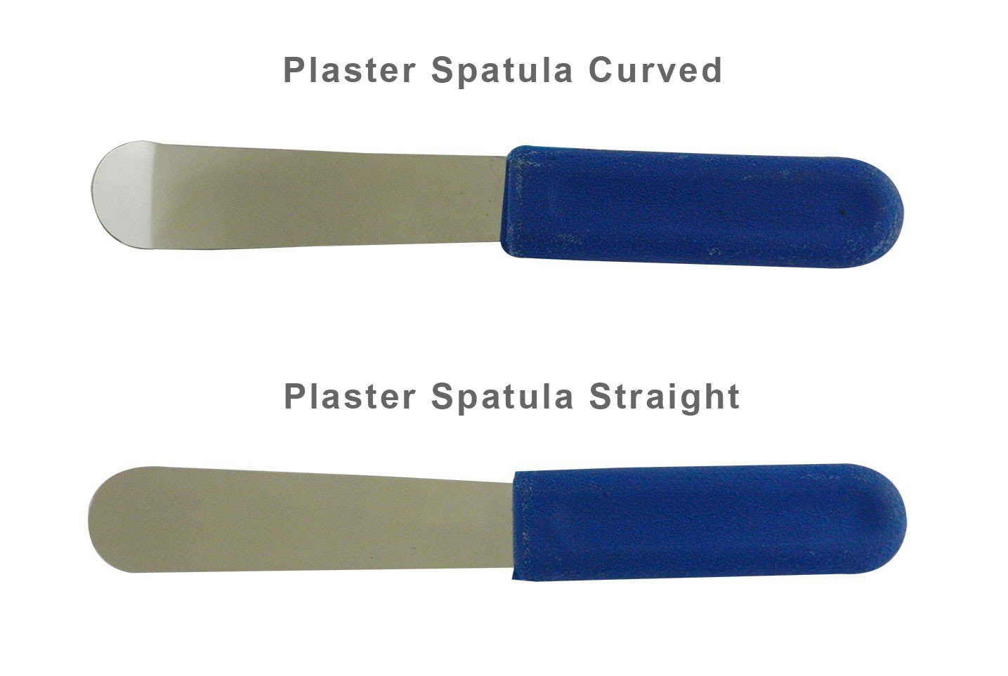 LD Dental Disposables LD-137 plaster spatula set with straight and curved tips, ideal for mixing and applying dental materials.