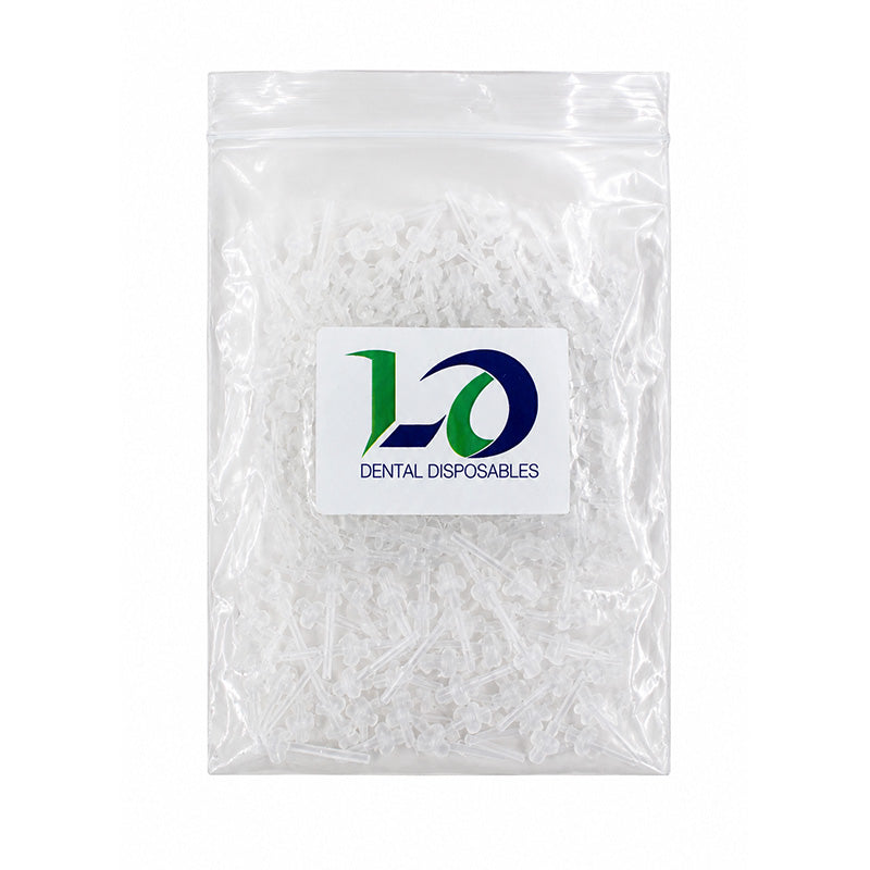 LD White Core Intra-Oral Mixing Tips for dental dispensing guns, designed for precise intra-oral mixing and application.