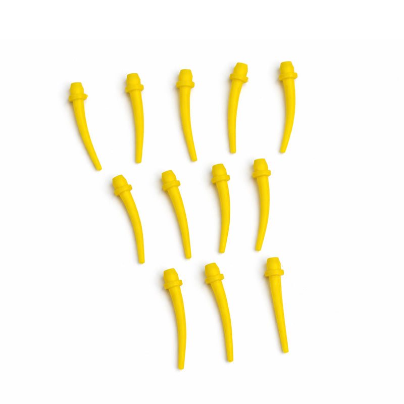 LD Yellow Intraoral Mixing Tips for dental dispensing guns, set of 100, designed for precise mixing in dental procedures.