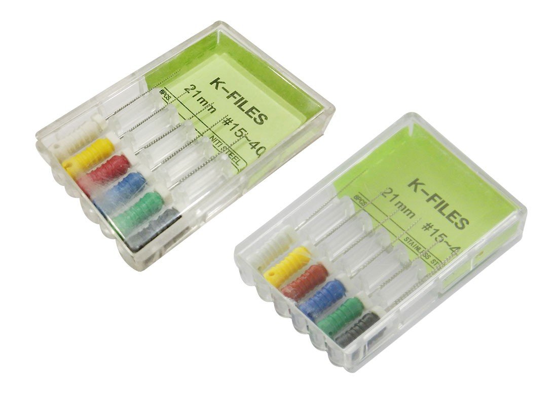 LD Dental Disposables Endo Instruments LD K Files, size 10, Niti, 21mm length, used for root canal procedures.