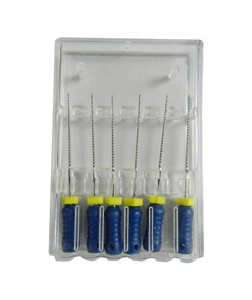 LD K Files endodontic instruments from LD Dental Disposables, size 10, Niti material, 21 mm length for root canal procedures.