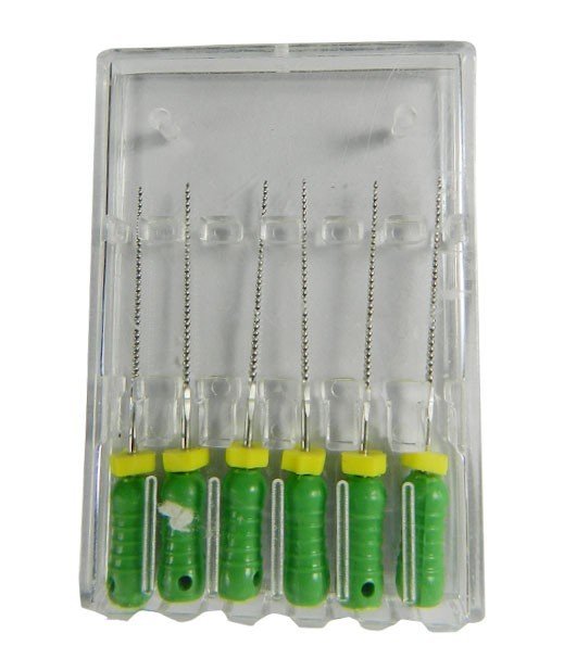 LD K Files endodontic instruments with size 10, made of Niti, 21 mm length, designed for dental root canal procedures.