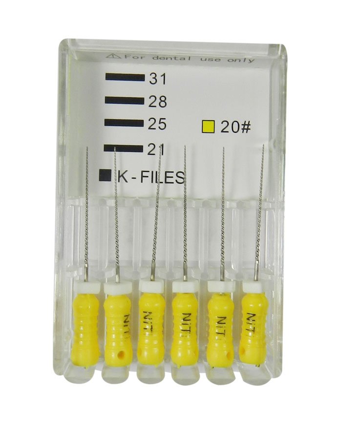 LD Dental Disposables LD K Files, endodontic instruments with size 10, Niti material, 21mm length, for root canal procedures