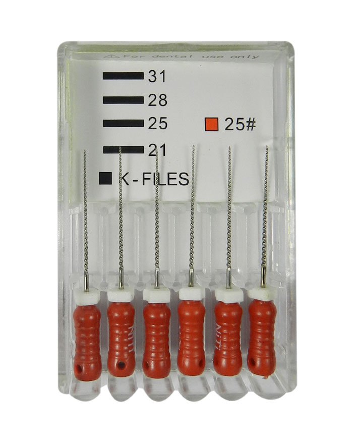 LD K Files endodontic instruments by LD Dental Disposables, size 10, NITI, 21 mm length for root canal procedures.