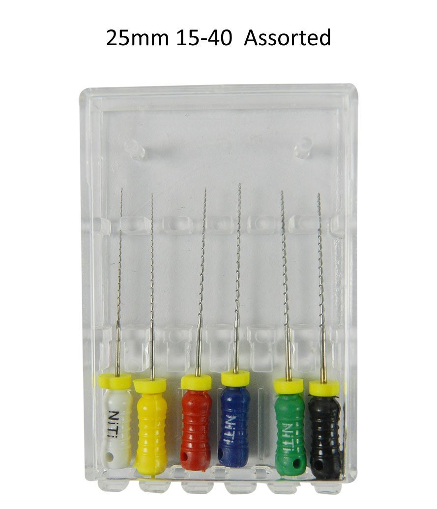 LD Dental Disposables Endo Instruments, pack of 6 LD H Files, size 10, stainless steel, 21 mm length for root canal procedures.