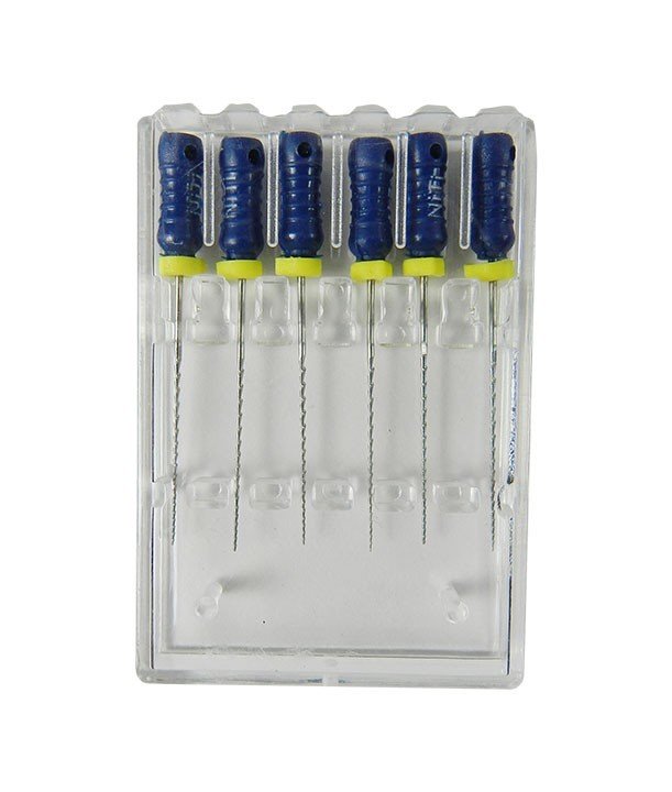 Set of 6 LD H Files Endo Instruments by LD Dental Disposables, stainless steel, size 10, 21mm length for root canal procedures