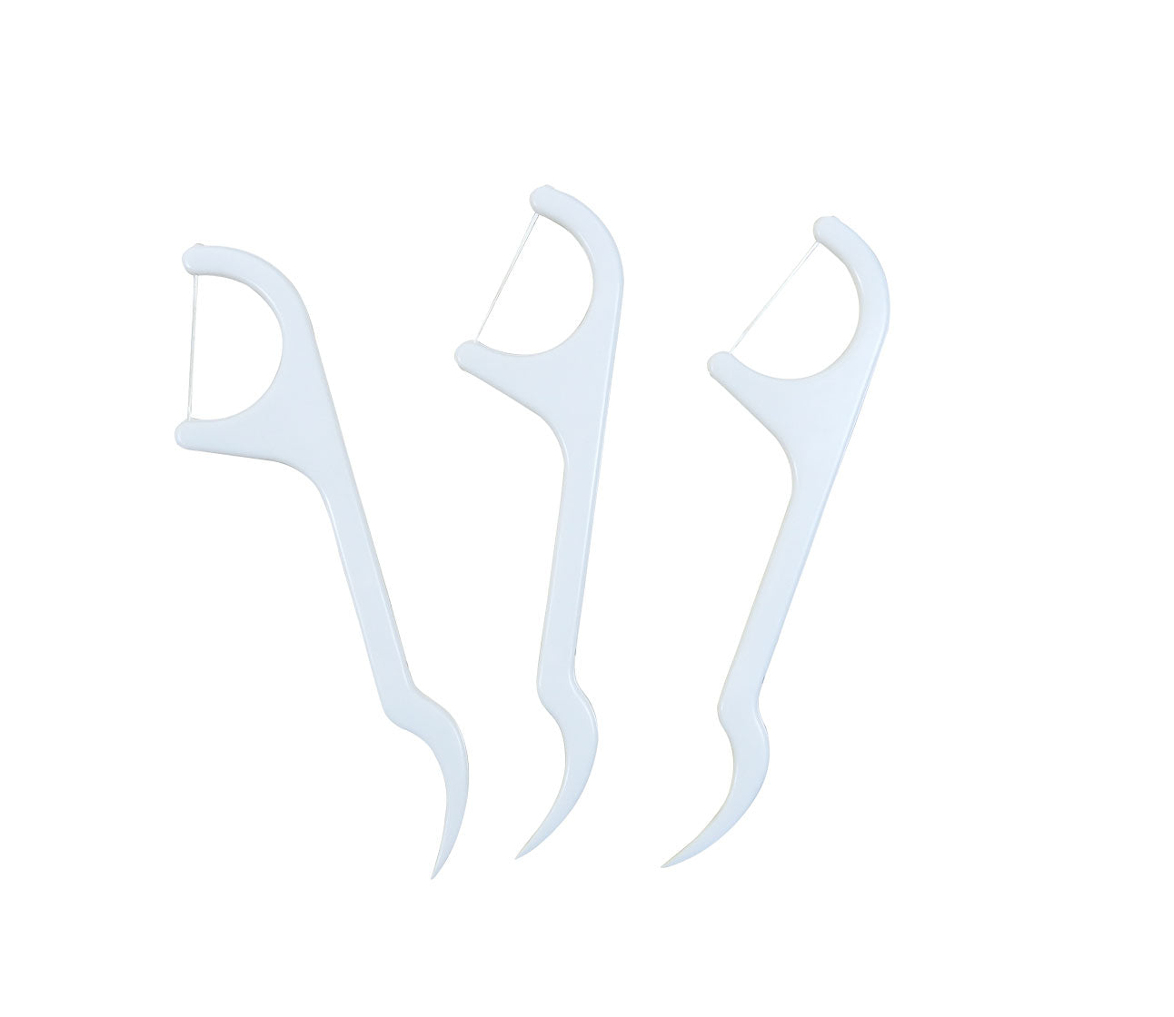 LD Flosser with Tooth Pick, dental floss pack containing 50 disposable flossers with integrated tooth picks for oral hygiene.