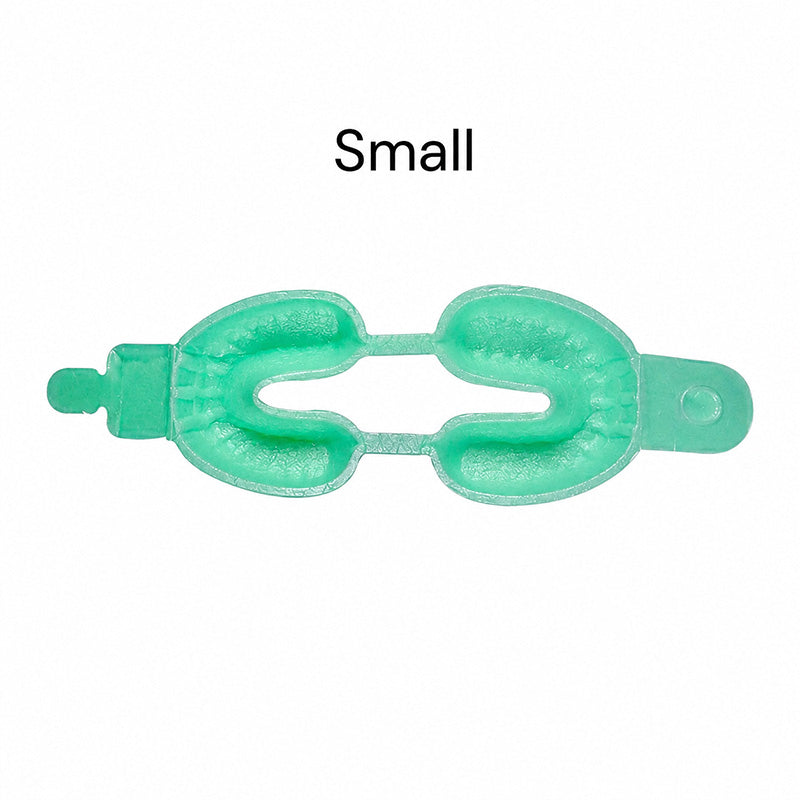 LD Dental Disposables fluoride gel and puff trays, 15 pairs, small green LD foam fluoride trays for dental treatments.