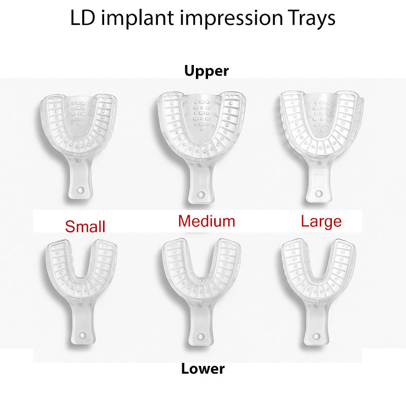 Transparent LD Dental Disposables implant impression trays for accurate dental impressions and best fit.