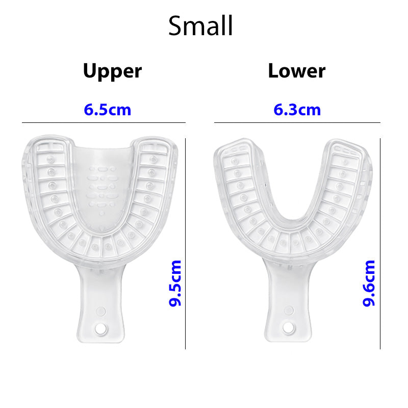 Transparent LD dental implant impression tray for accurate dental impressions, made of durable, clear plastic for clinical use.