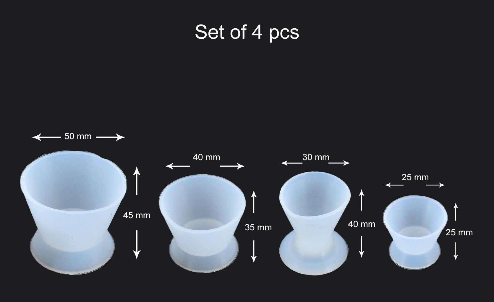 LD Dental Silcone Mixing Cups Set for impression trays and dental materials, featuring multiple silicone cups for accurate mixing.