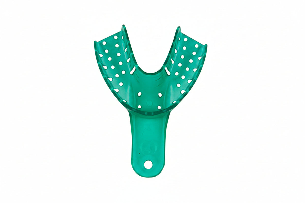 Set of 10 LD Venus Premium Dental Autoclavable Impression Trays, dental impression trays and materials for dental procedures.