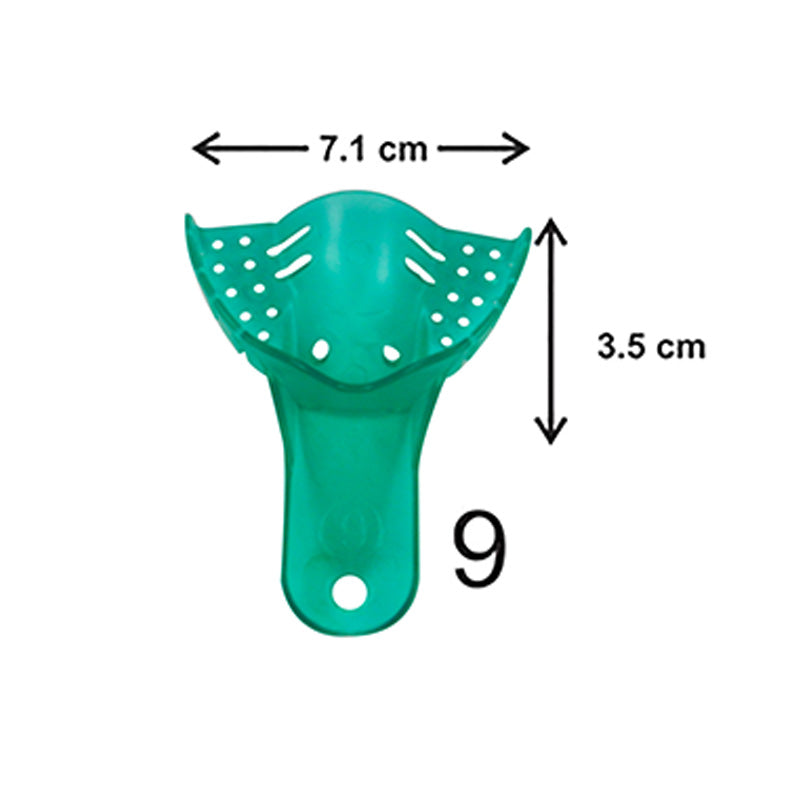 Set of 10 LD Venus Premium Dental Autoclavable Impression Trays for dental impressions, made of durable, sterilizable material.