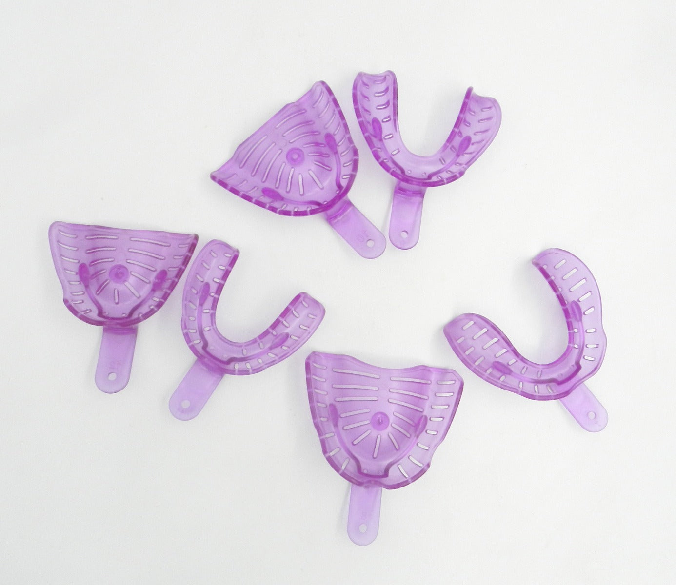 Pair of LD Nova Edentulous Impression Trays by LD Dental Disposables for dental impressions and prosthodontic procedures.