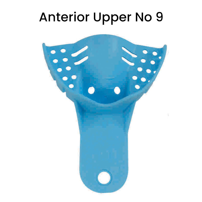 LD Venus Dental Eco autoclavable impression tray for upper teeth, made of durable plastic, used for dental impressions.