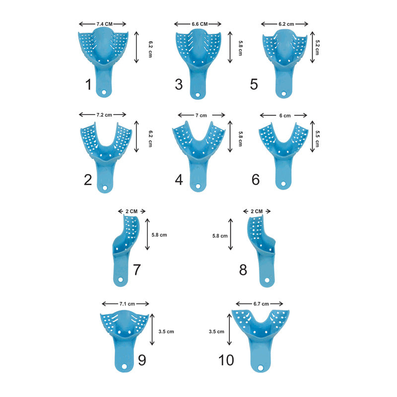 LD Venus Dental Eco autoclavable impression tray for upper teeth, made of durable plastic, used in dental impressions.