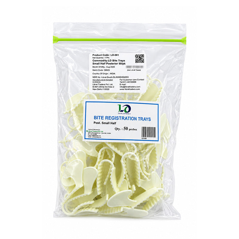 Set of LD Bite Registration & Impression Trays for dental impressions, small half-posterior size, 50-pack from LD Dental Disposables