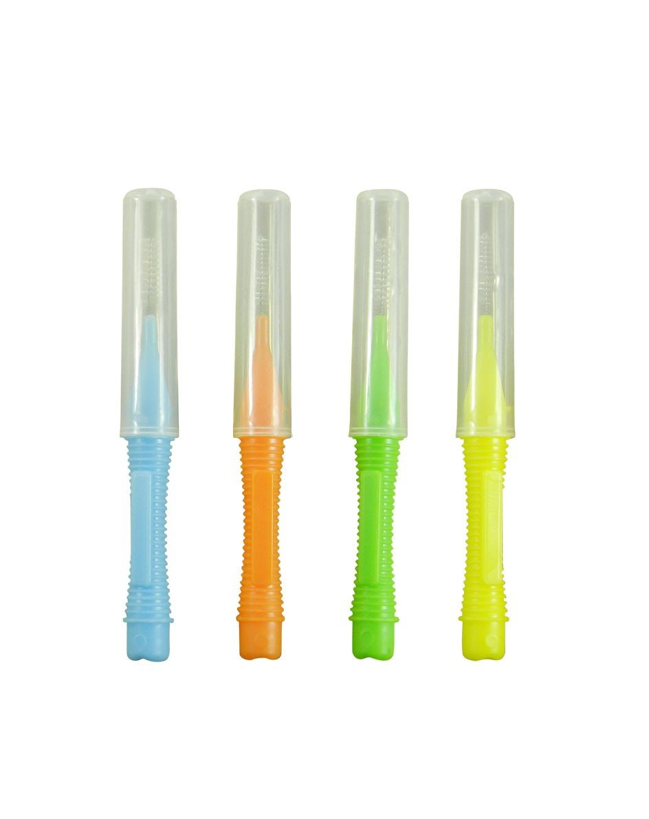 Yellow LD Ultra Interdental Brush 0.4mm, dental disposable interdental brush with 32-pack for effective gum cleaning.